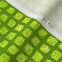 batik square grid in bright lime green