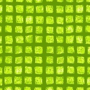 batik square grid in bright lime green