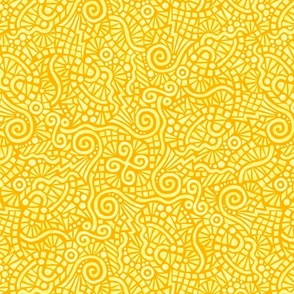 batik doodles in yellow and gold