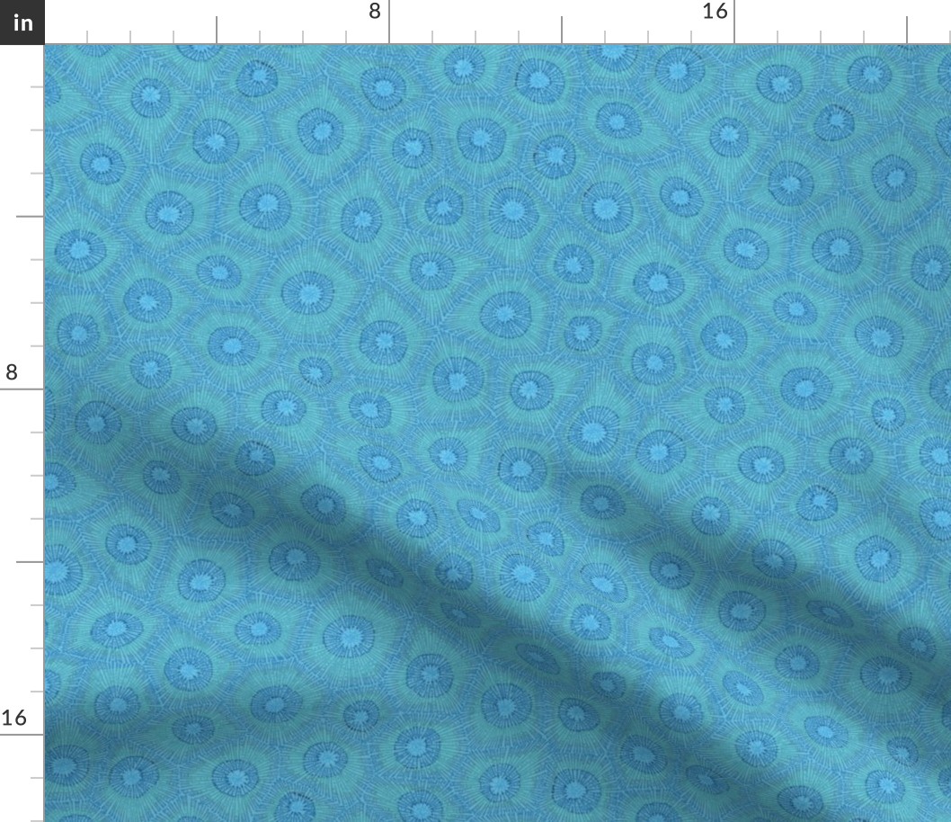 small coral pattern in teal and blue (half scale)