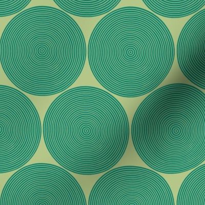 small concentric circles in green-gold