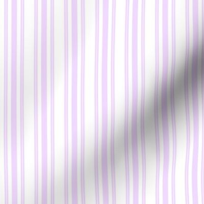 Trendy Large Orchid Lilac  Pastel Purple French Mattress Ticking Double Stripes