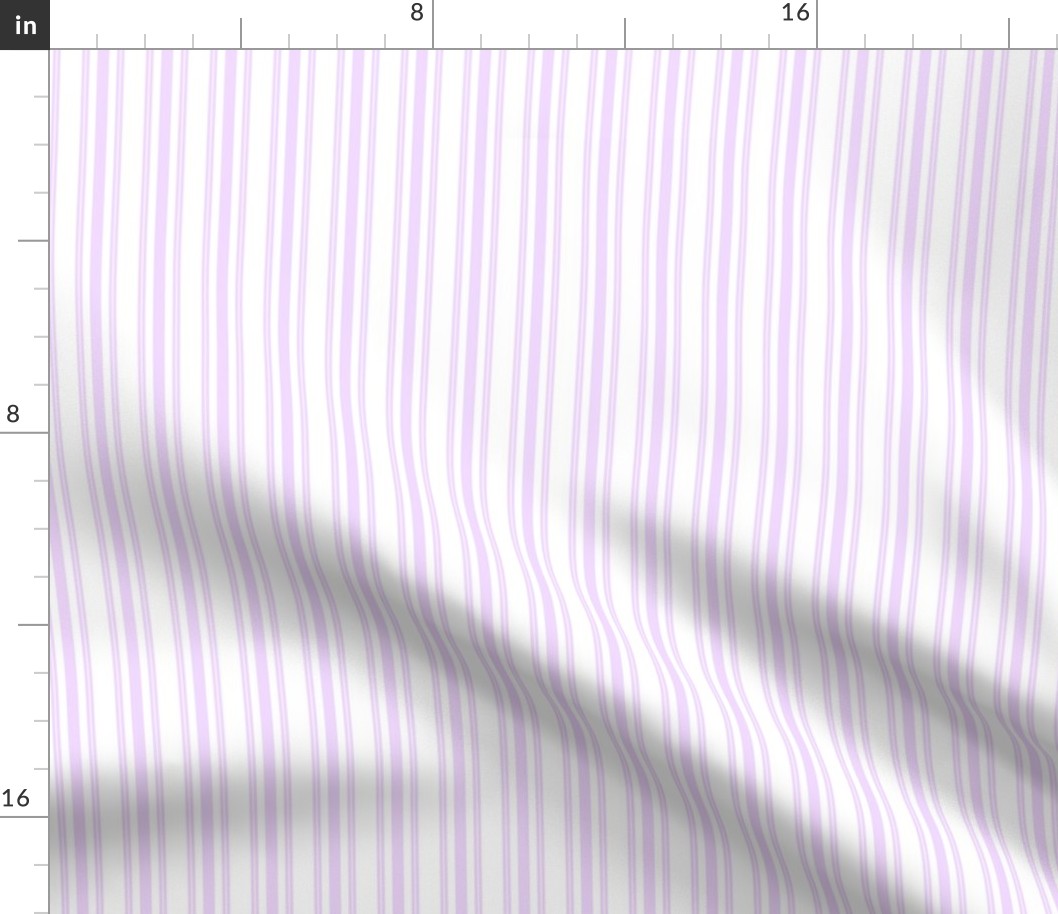 Trendy Large Orchid Lilac  Pastel Purple French Mattress Ticking Double Stripes