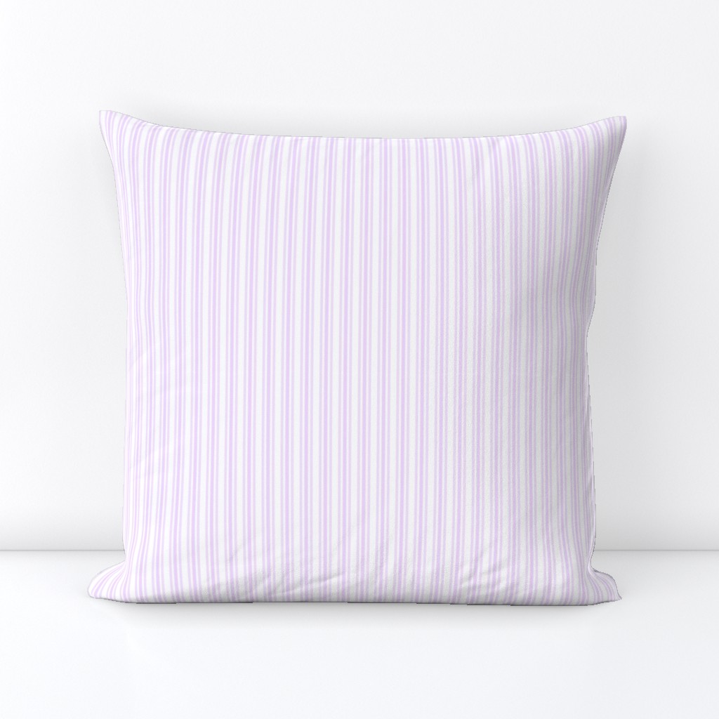 Classic Small Orchid Lilac Pastel Pale Purple French Mattress Ticking Double Stripes