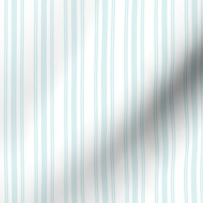 Trendy Large Blue Lily Pastel Blue French Mattress Ticking Double Stripes