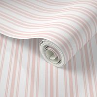 Trendy Large Pink Rosebud Pastel Pink French Mattress Ticking Double Stripes