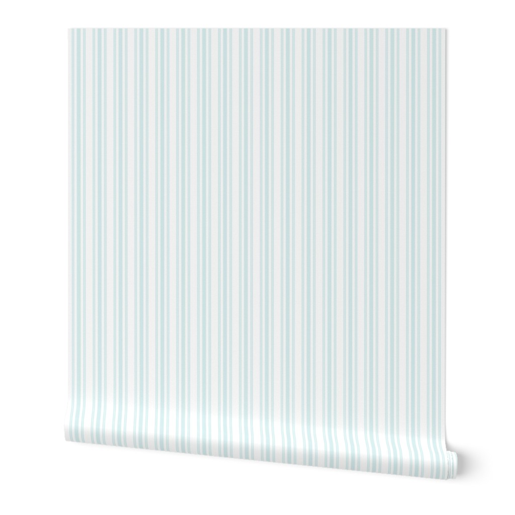 Classic Small Blue Lily Pastel Blue French Mattress Ticking Double Stripes