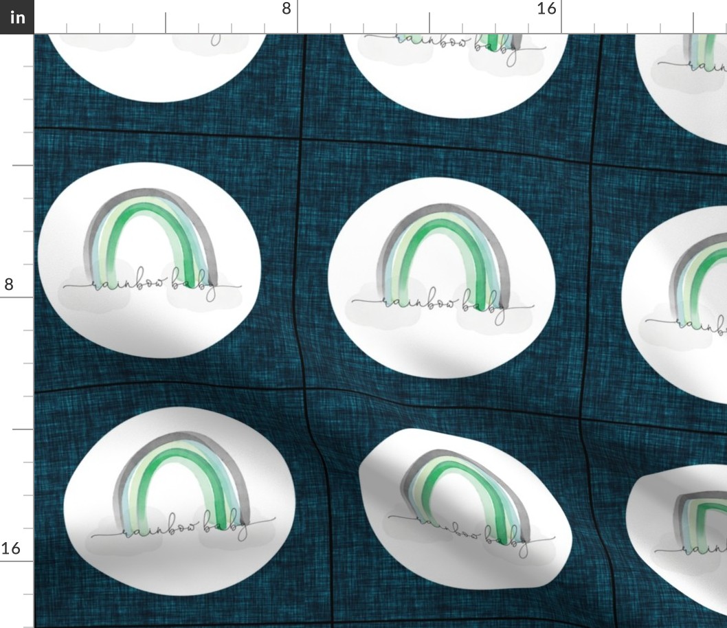 8" x 8" // teal rainbow baby