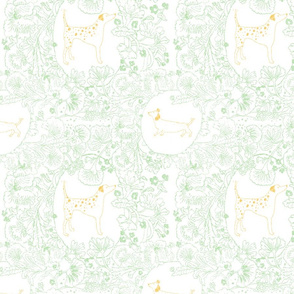 Vintage Floral Dog Pattern with Dalmatians and Daschunds