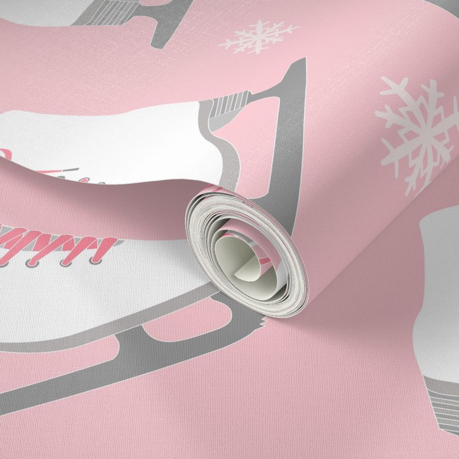 Ice Skates and Snowflakes Pink