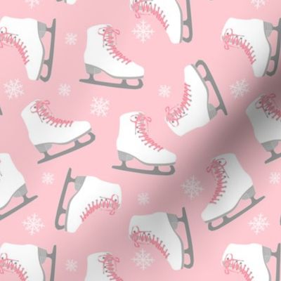 Ice Skates and Snowflakes Pink