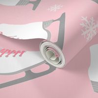 Ice Skates and Snowflakes Pink