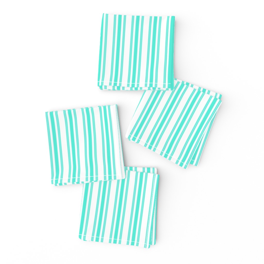 Trendy Large Aqua Gift Box Pastel Aqua French Mattress Ticking Double Stripes