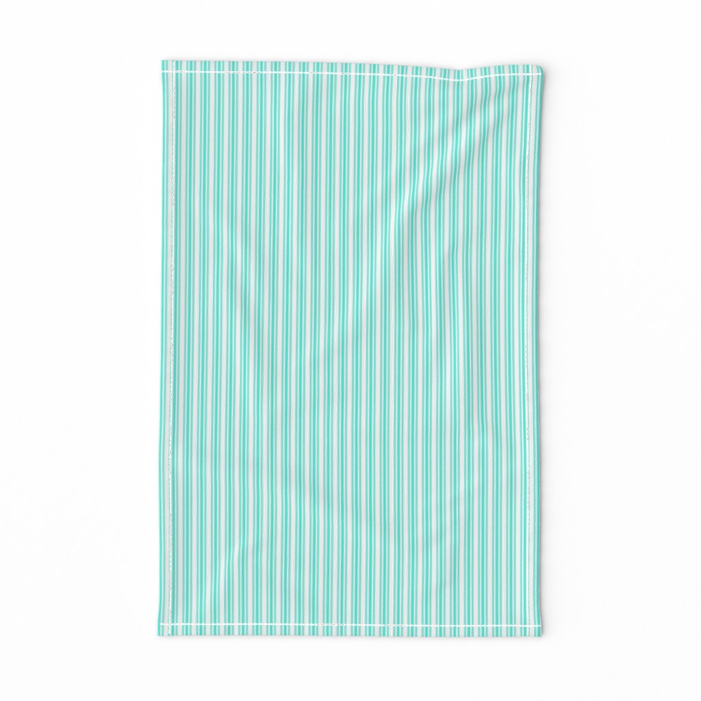 Classic Small Aqua Gift Box Pastel Aqua French Mattress Ticking Double Stripes