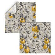 Bees & Lemons 2 - Large - Grey, (grey leaves)