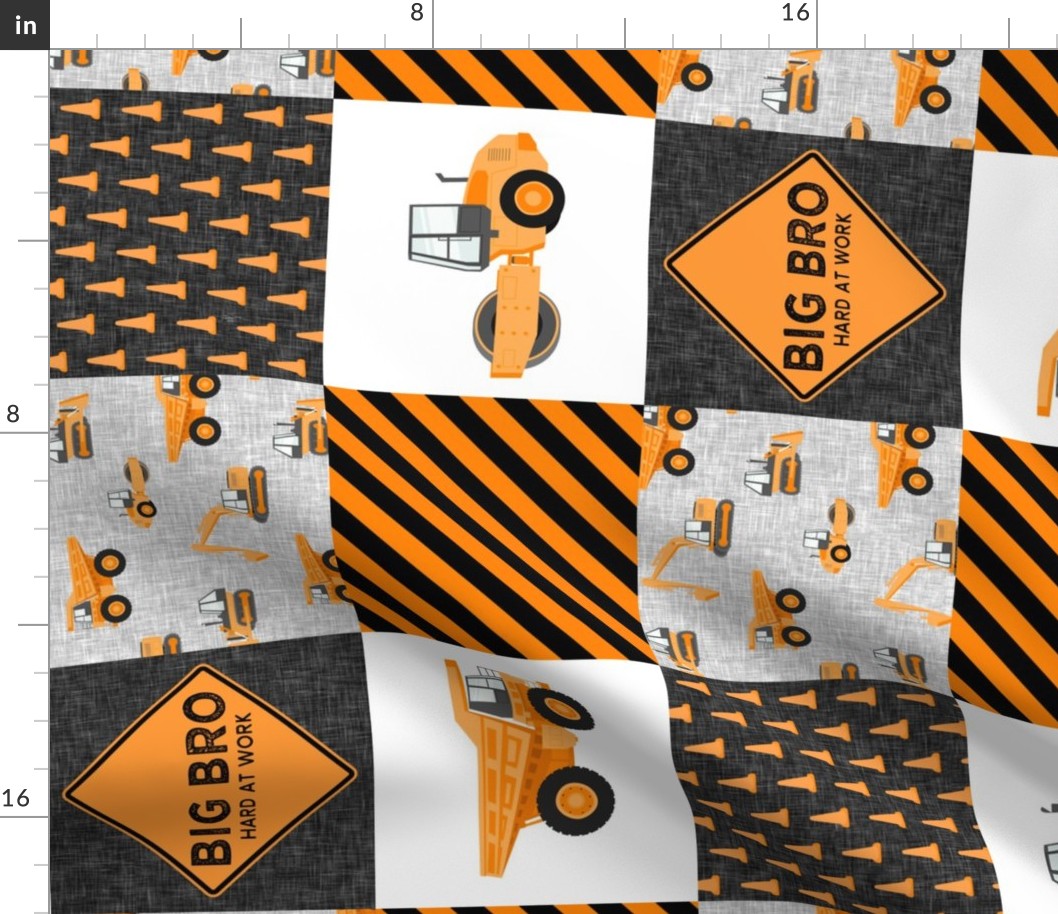 Big Bro  - Construction Wholecloth - orange and black (90) - LAD19BS