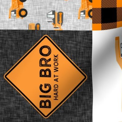 Big Bro  - Construction Wholecloth - orange and black plaid (90) - LAD19BS