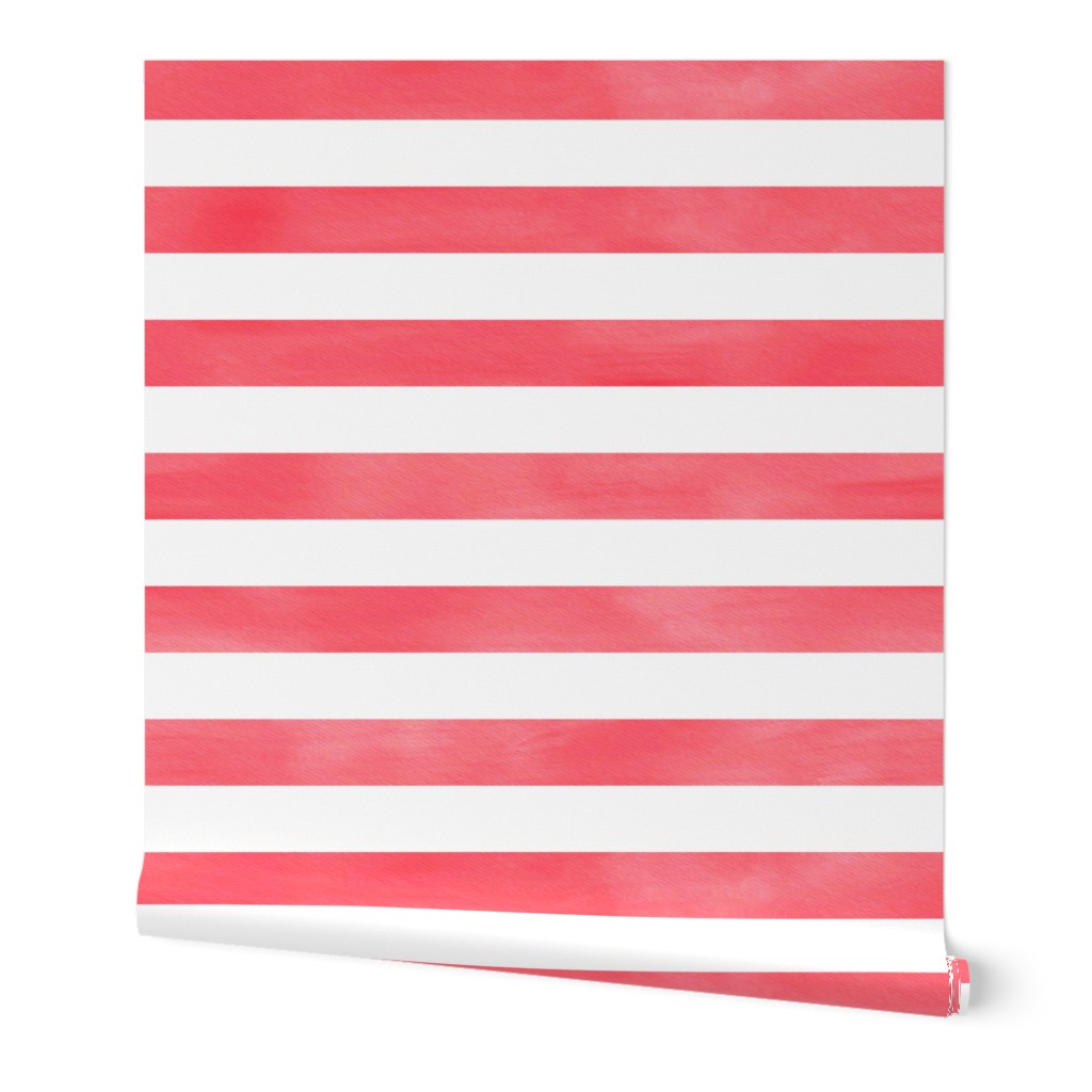 Watercolor Stripe in Red and White