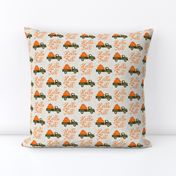 Hello Fall - vintage truck with pumpkins - green truck - LAD19