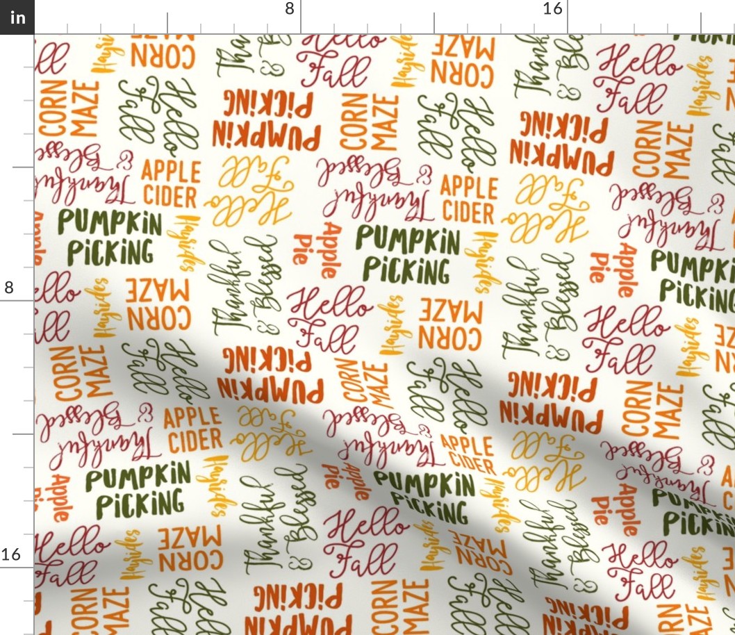 Favorite things of fall - fall words in multi on cream - LAD19