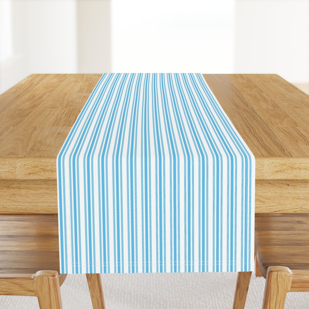 Trendy Large Blue Sky Pastel Blue French Mattress Ticking Double Stripes