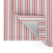 Trendy Large Coral Rose Pastel Coral French Mattress Ticking Double Stripes