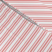 Trendy Large Coral Rose Pastel Coral French Mattress Ticking Double Stripes