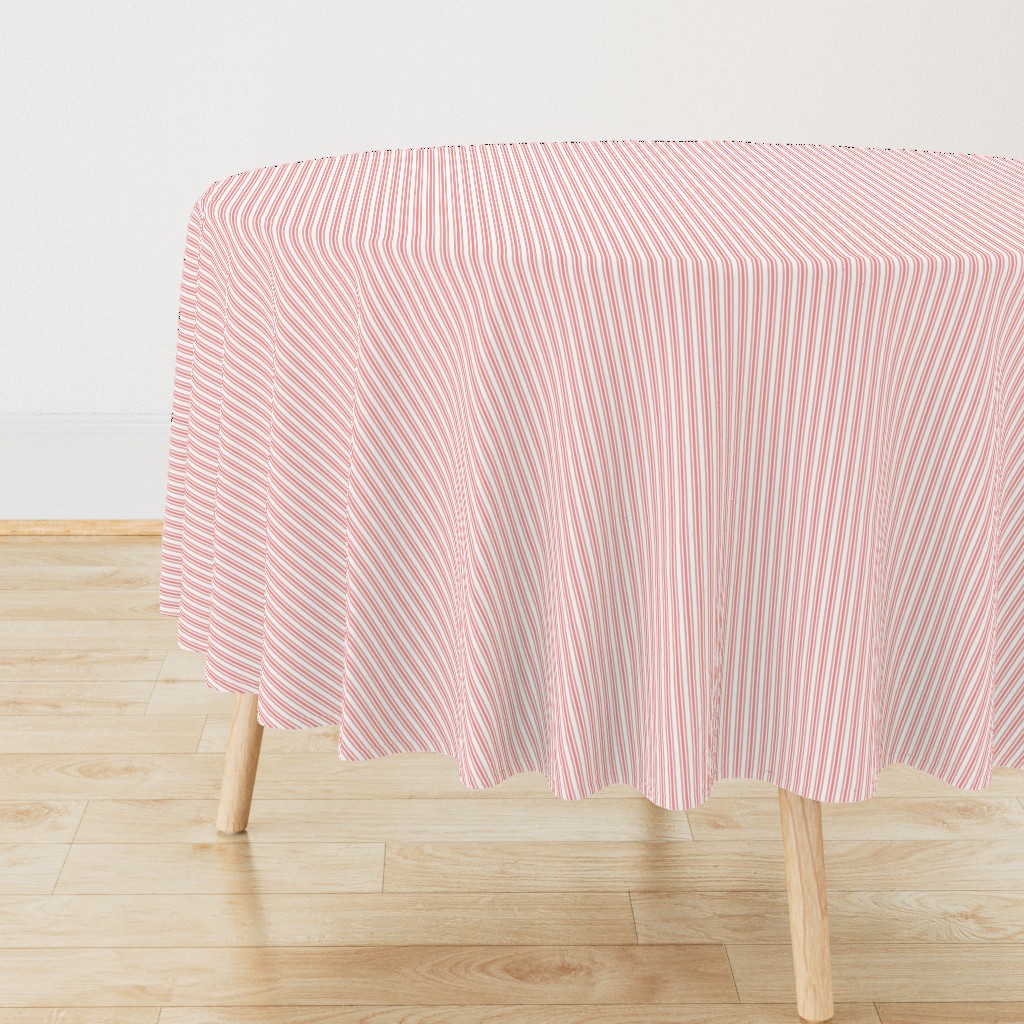 Classic Small Coral Rose Pastel Coral French Mattress Ticking Double Stripes