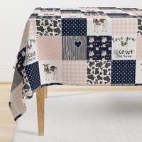 Farm//Love you till the cows come home//Vintage Floral - Wholecloth Cheater Quilt - Rotated