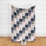 Farm//Love you till the cows come home//Vintage Floral - Wholecloth Cheater Quilt - Rotated