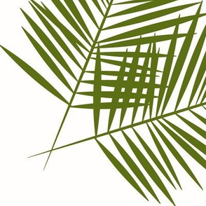 Palm leaves - olive on white,large scale