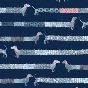 Sashiko Style Dachshund / Small Scale