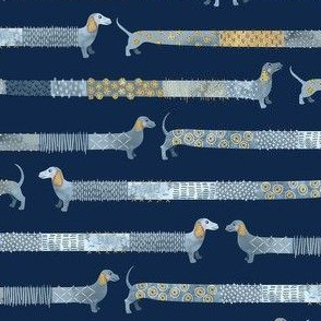 Sashiko Style Dachshund Gold / Small Scale