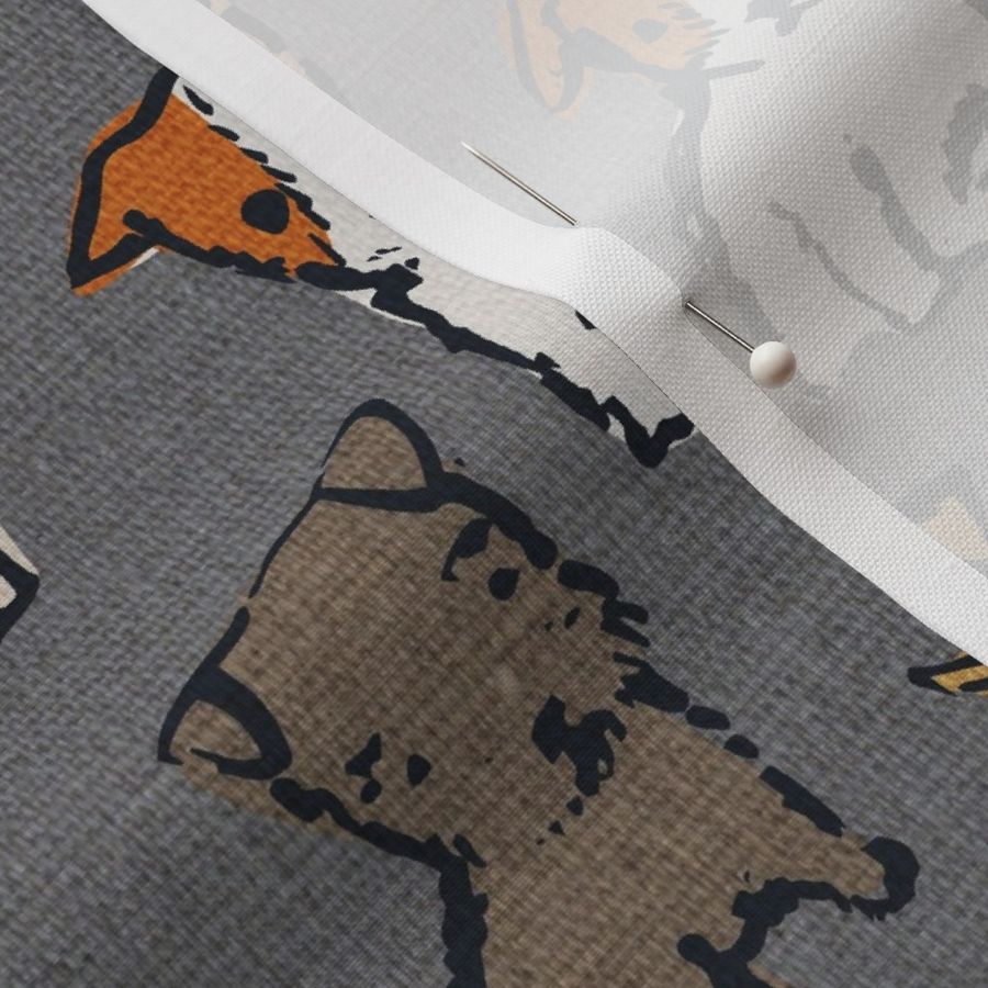 Puppies {Charcoal} Fabric | Spoonflower