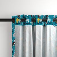 Small scale // Greyhounds dogwalk // turquoise background