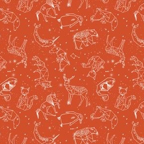 SMALL constellations // geometric animal nursery baby design cute constellations fabric - burnt orange