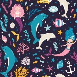 Mermaids and dolphins