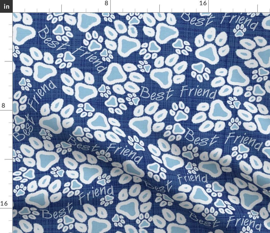 Paw Print blue white