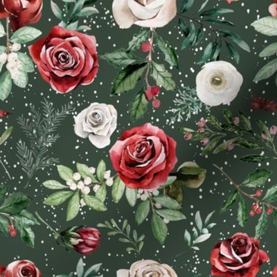 Snowy Christmas Florals // Evergreen