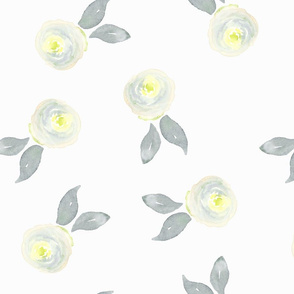 Yellow and Grey Watercolor Flowers