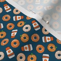 (1/2" scale) Coffee and Fall Donuts - PSL pumpkin fall donuts toss - blue - LAD19BS