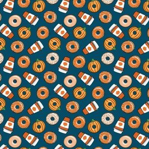 (1/2" scale) Coffee and Fall Donuts - PSL pumpkin fall donuts toss - blue - LAD19BS