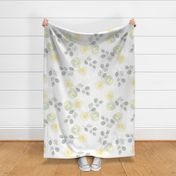 Large Print Yellow and Grey Watercolor Florals