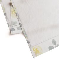 Large Print Yellow and Grey Watercolor Florals