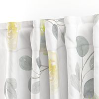 Large Print Yellow and Grey Watercolor Florals