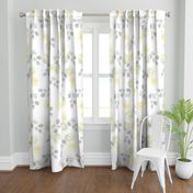 Large Print Yellow and Grey Watercolor Florals