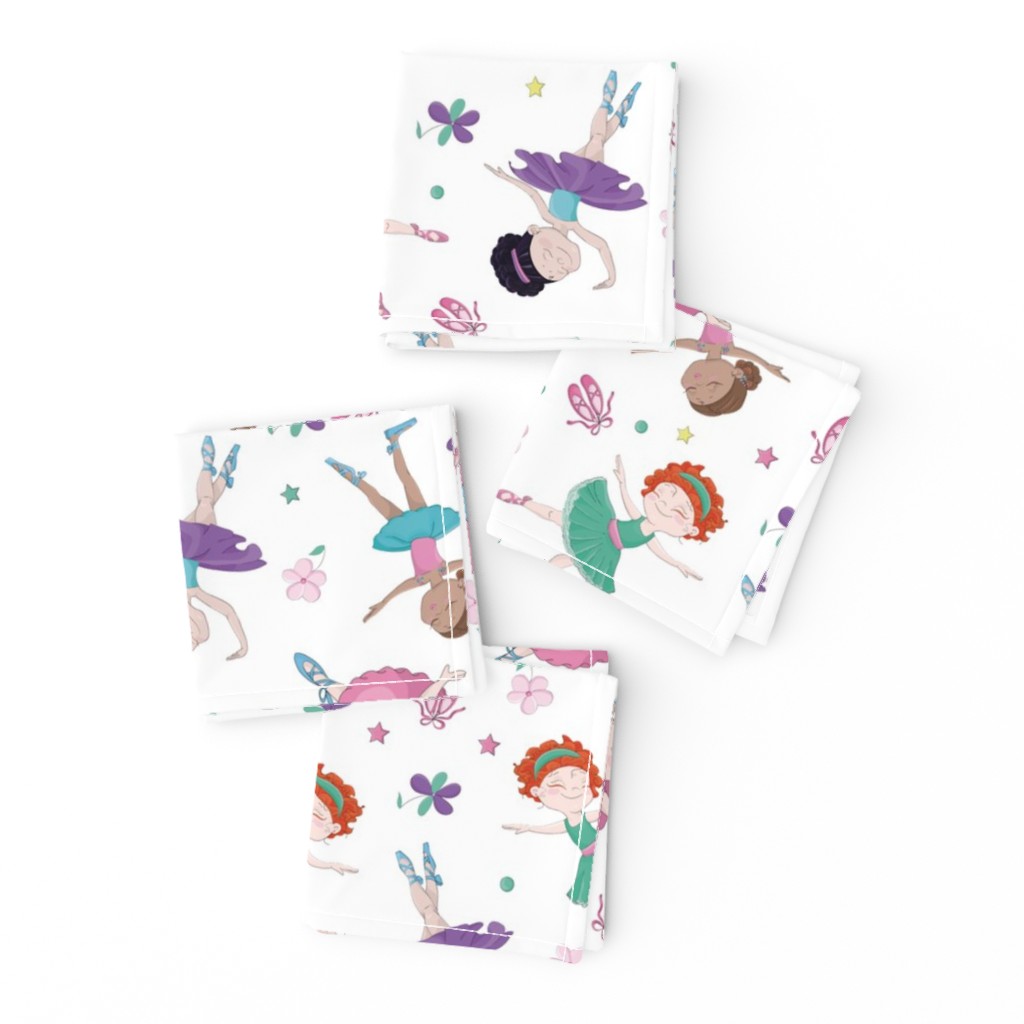 Hand drawn cute little ballerinas pattern design