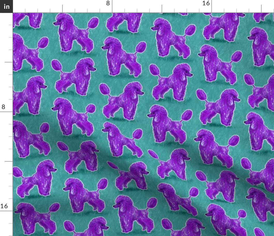 Custom Purple Poodles on Teal