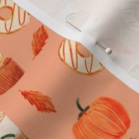 watercolor psl - pumpkin spice latte, coffee, latte, pumpkin, fall, autumn fabric -soft orange