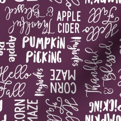 Favorite things of fall - fall words on plum  - LAD19